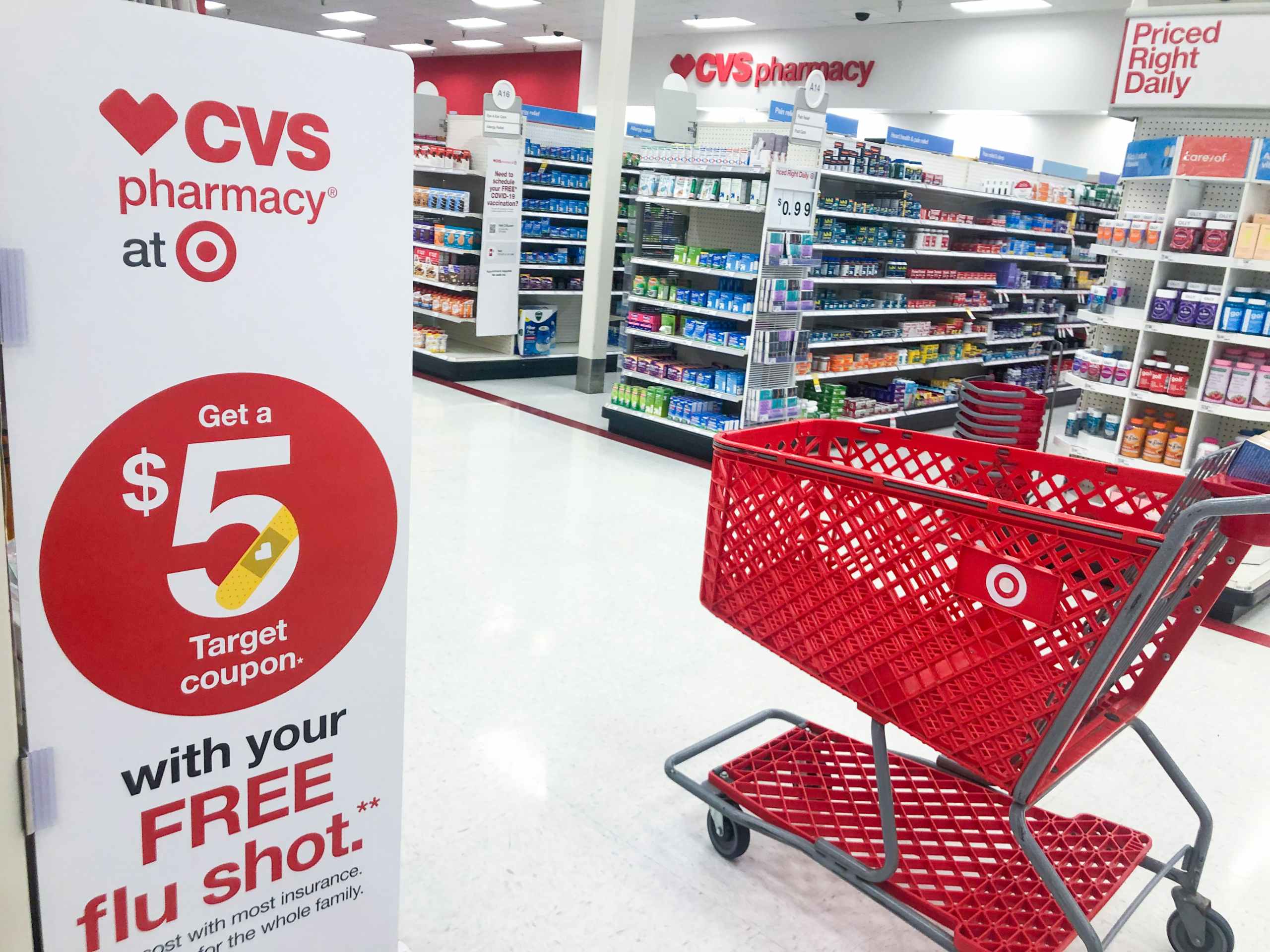 shopping cart and sign inside target