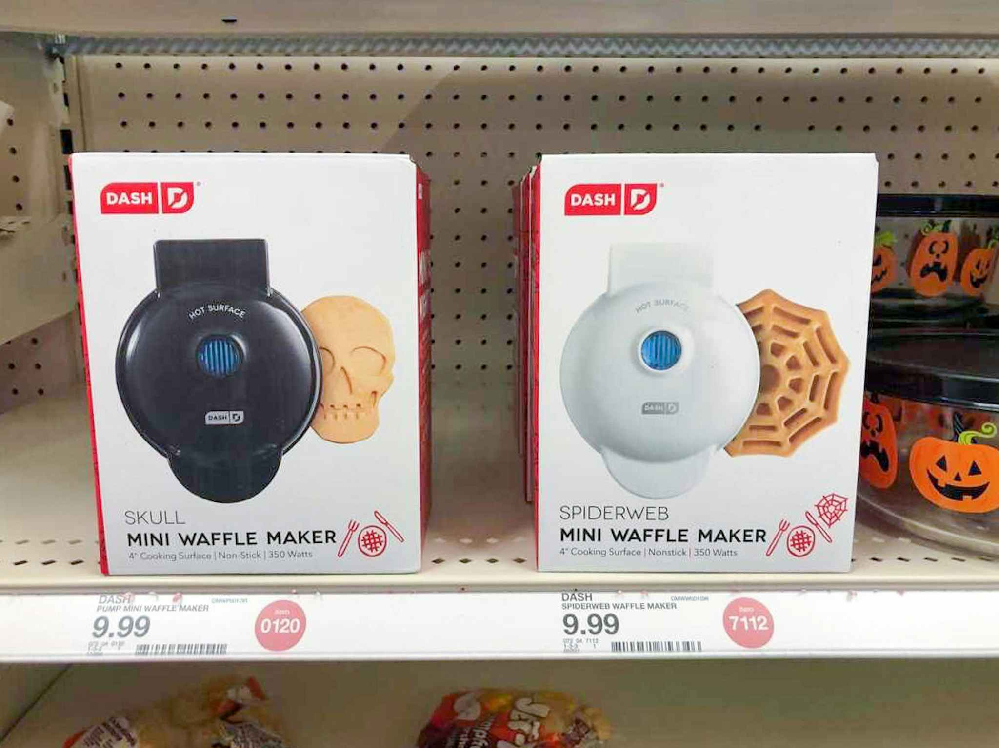 dash halloween waffle maker on a target shelf