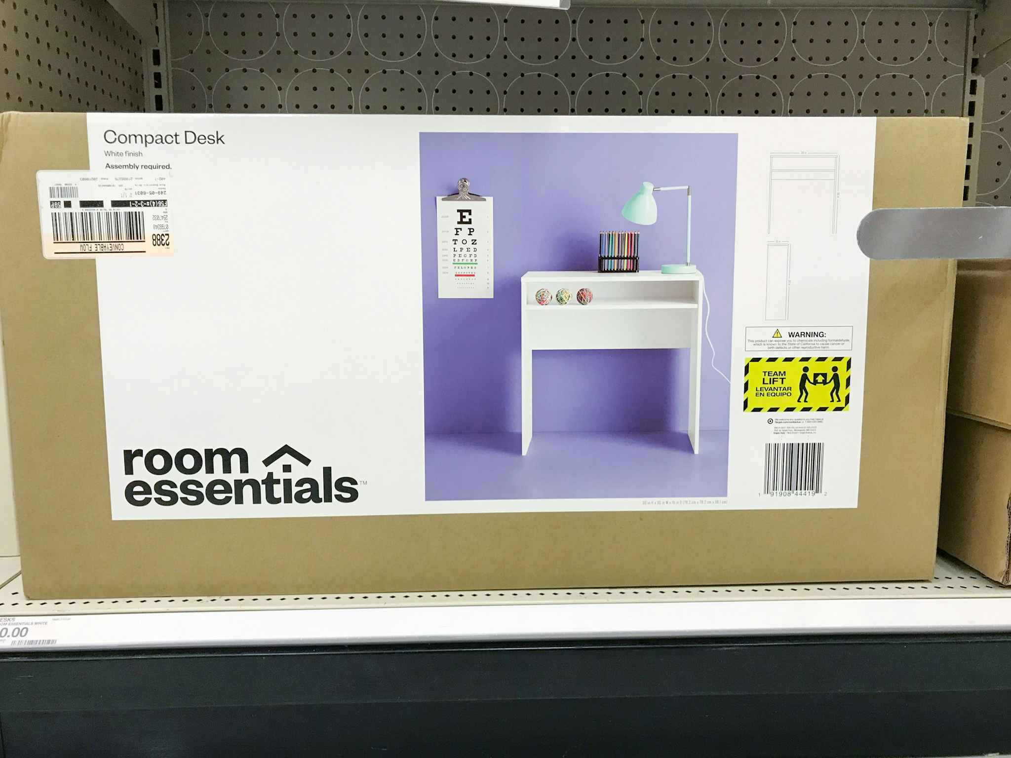 room essentials compact desk on a target shelf