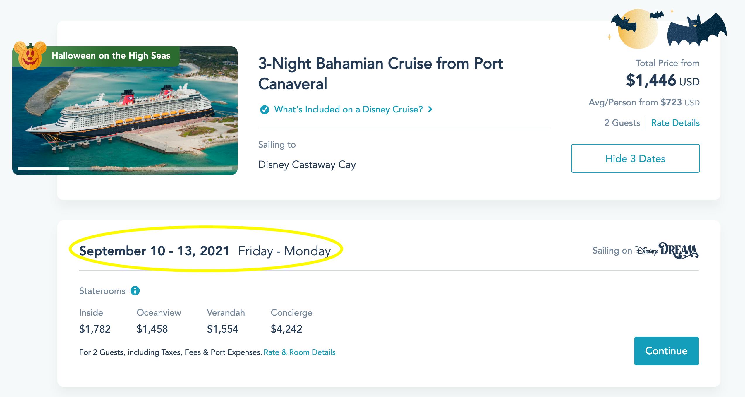 Disney cruise page open to booking in October