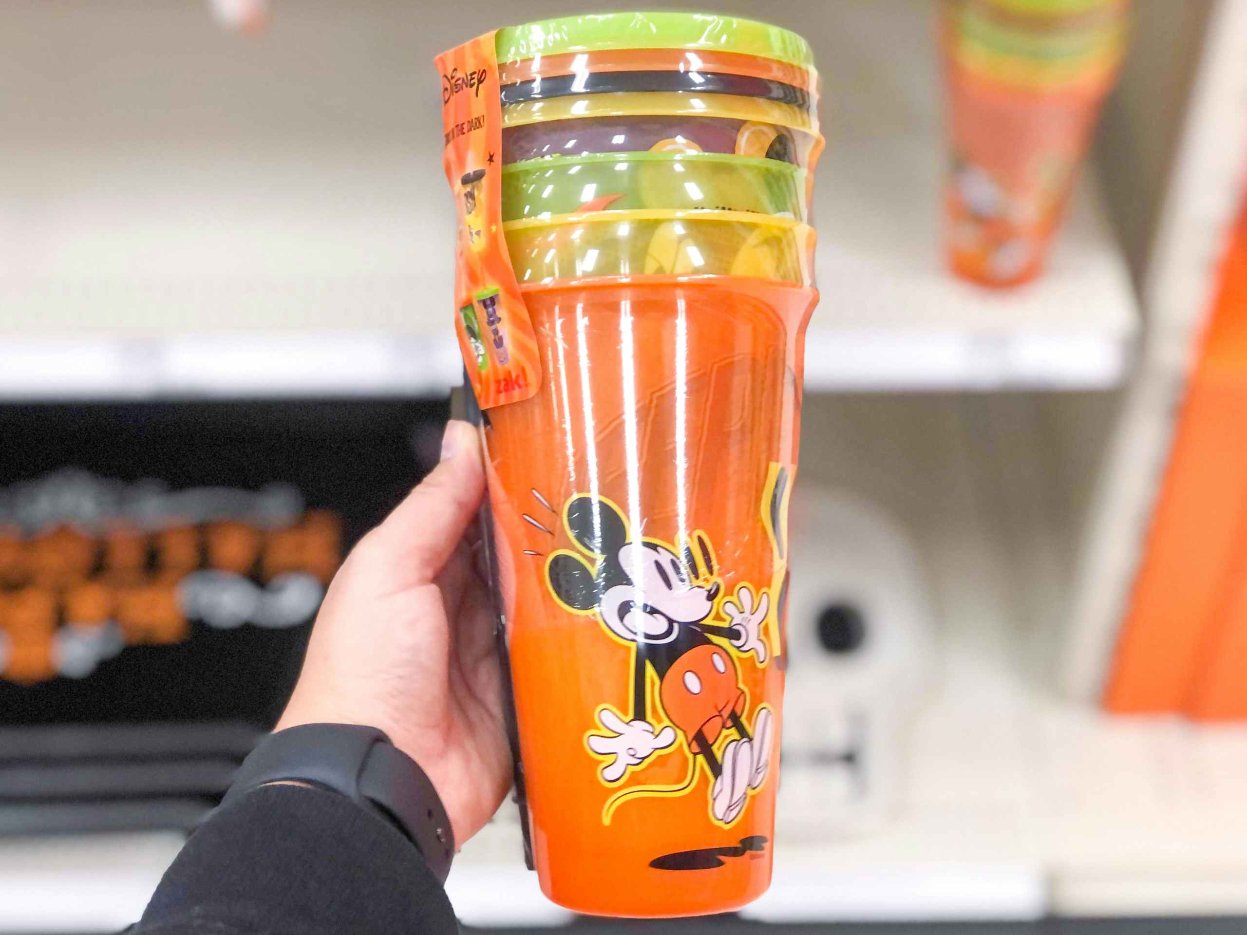 hand holding stacking cups inside Target