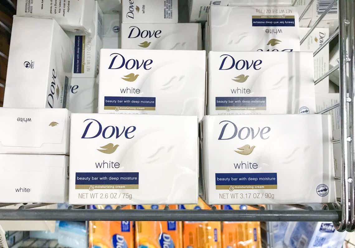 dove bar soap in dollar tree bin