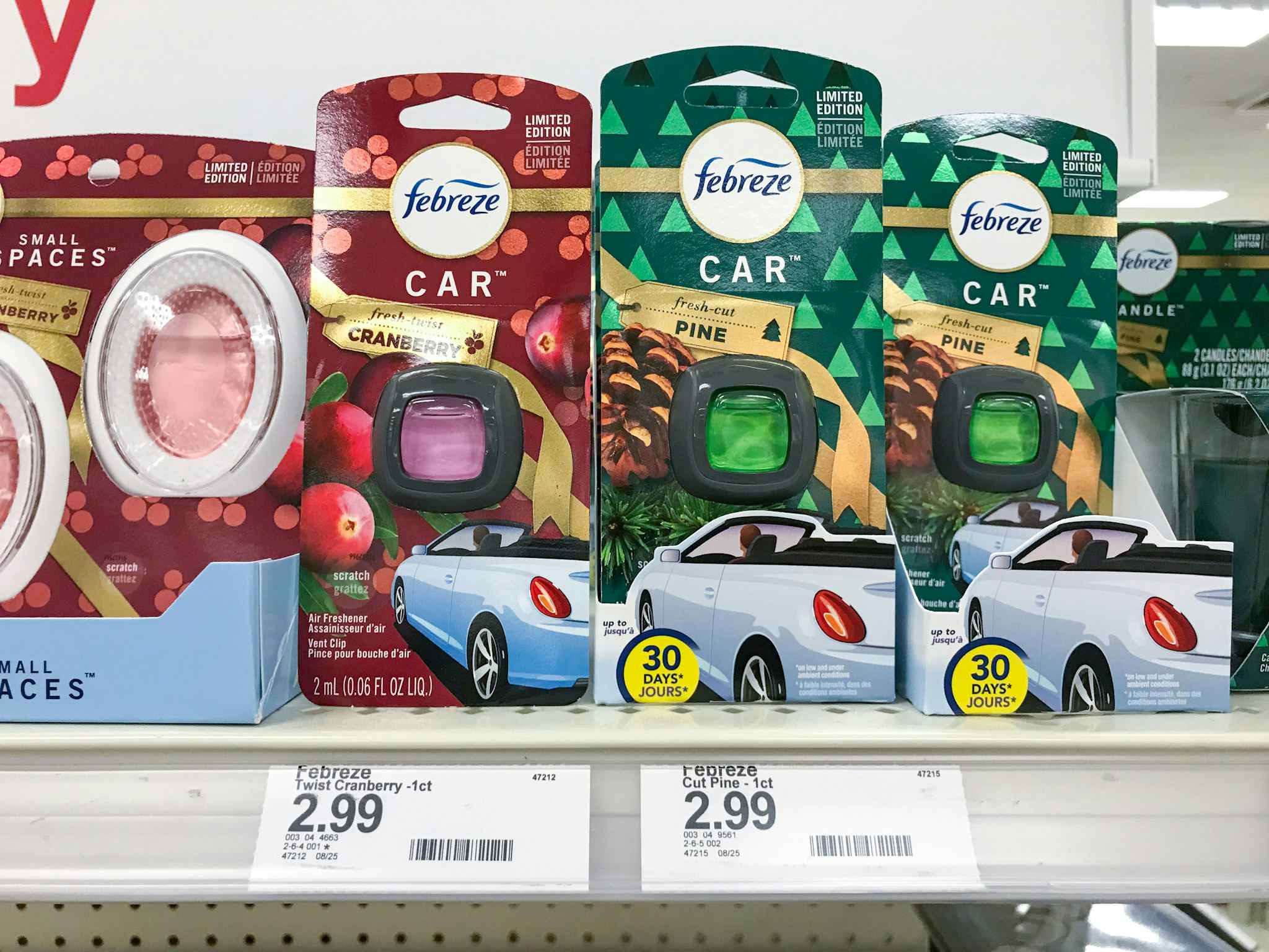 febreze car air freshener vent clips on a target shelf