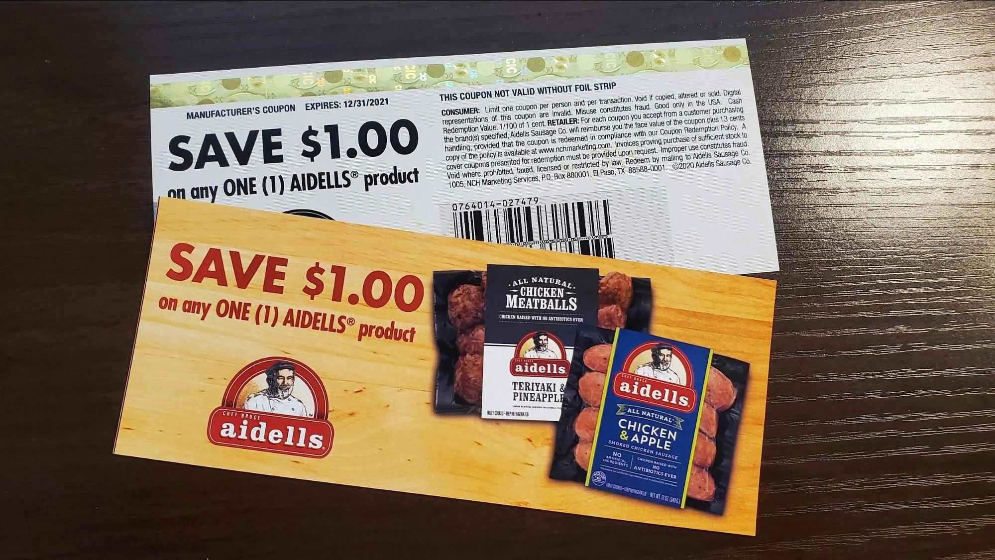 Free Aidells coupons by mail