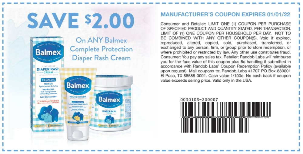 Free Balmex coupons by mail