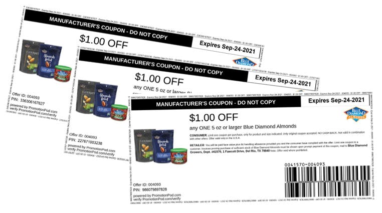 Free Blue Diamond coupons by mail