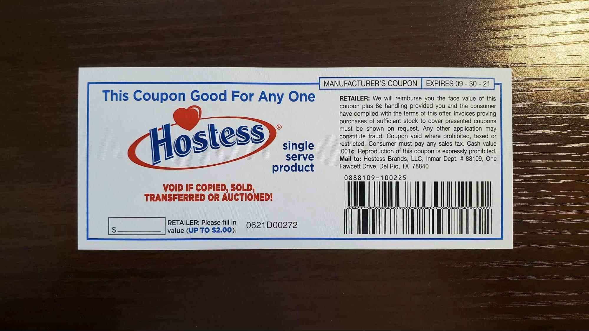 Free Hostess coupons by mail