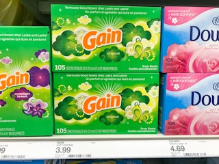 gain dryer sheets on a target shelf