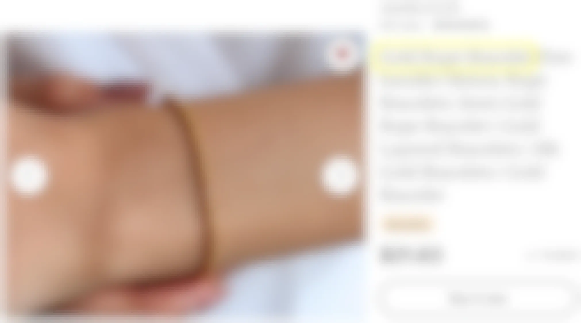 Screenshot of a gold bracelet on Etsy