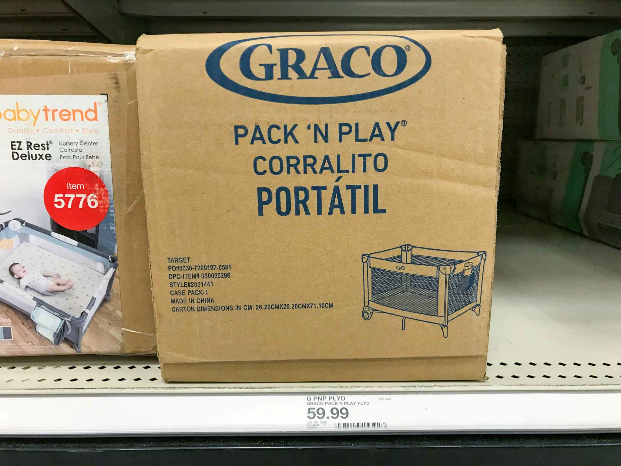 graco pack 'n play on a target shelf