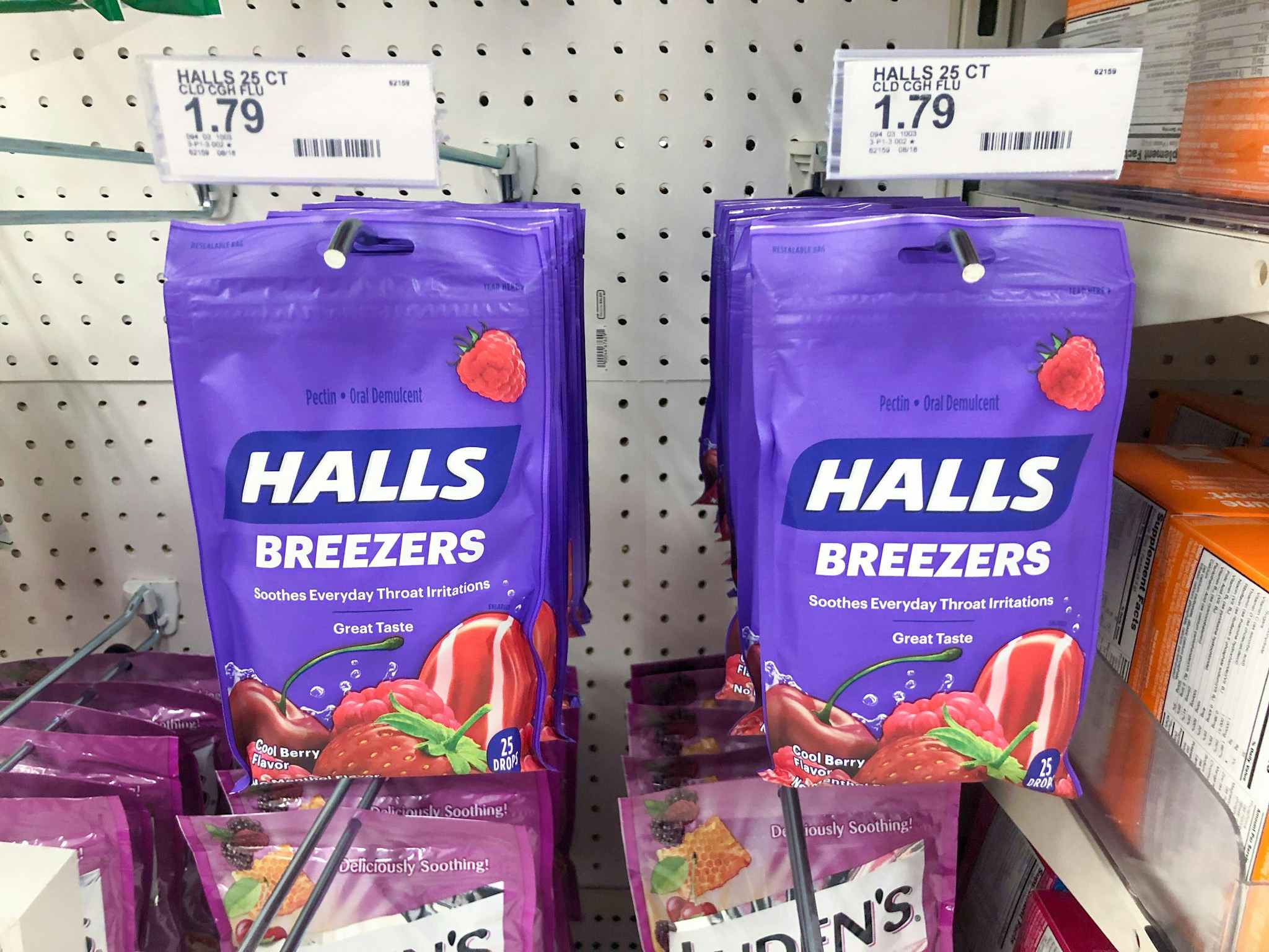 halls throat drops on a target shelf