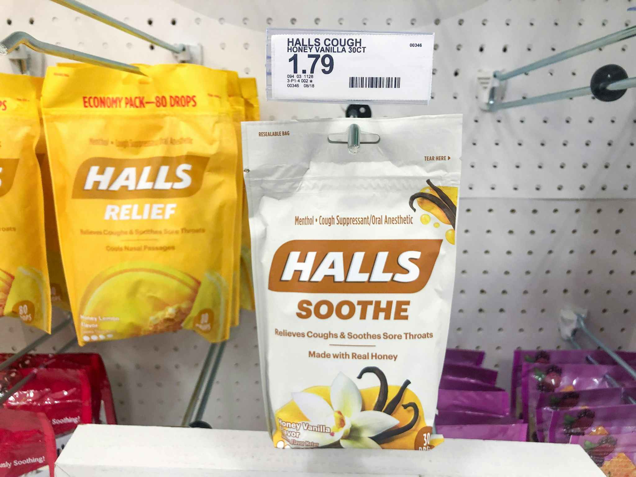 halls cough drops on a target shelf