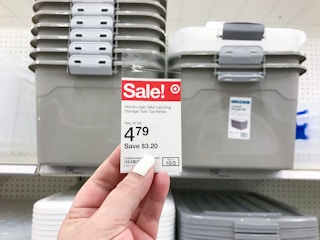 home logic storage tote on a target shelf