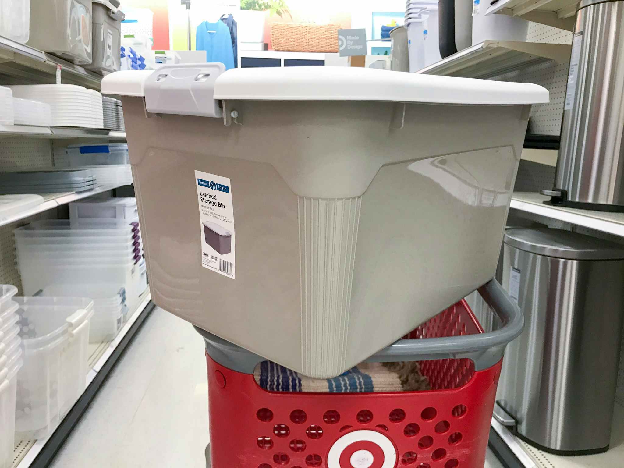 home logic storage tote on a target cart