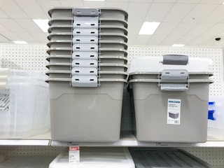 home logic storage tote on a target shelf