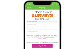 InboxDollars app open on phone showing $5 offer
