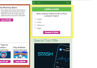 Inboxdollars website with the survey highlighted