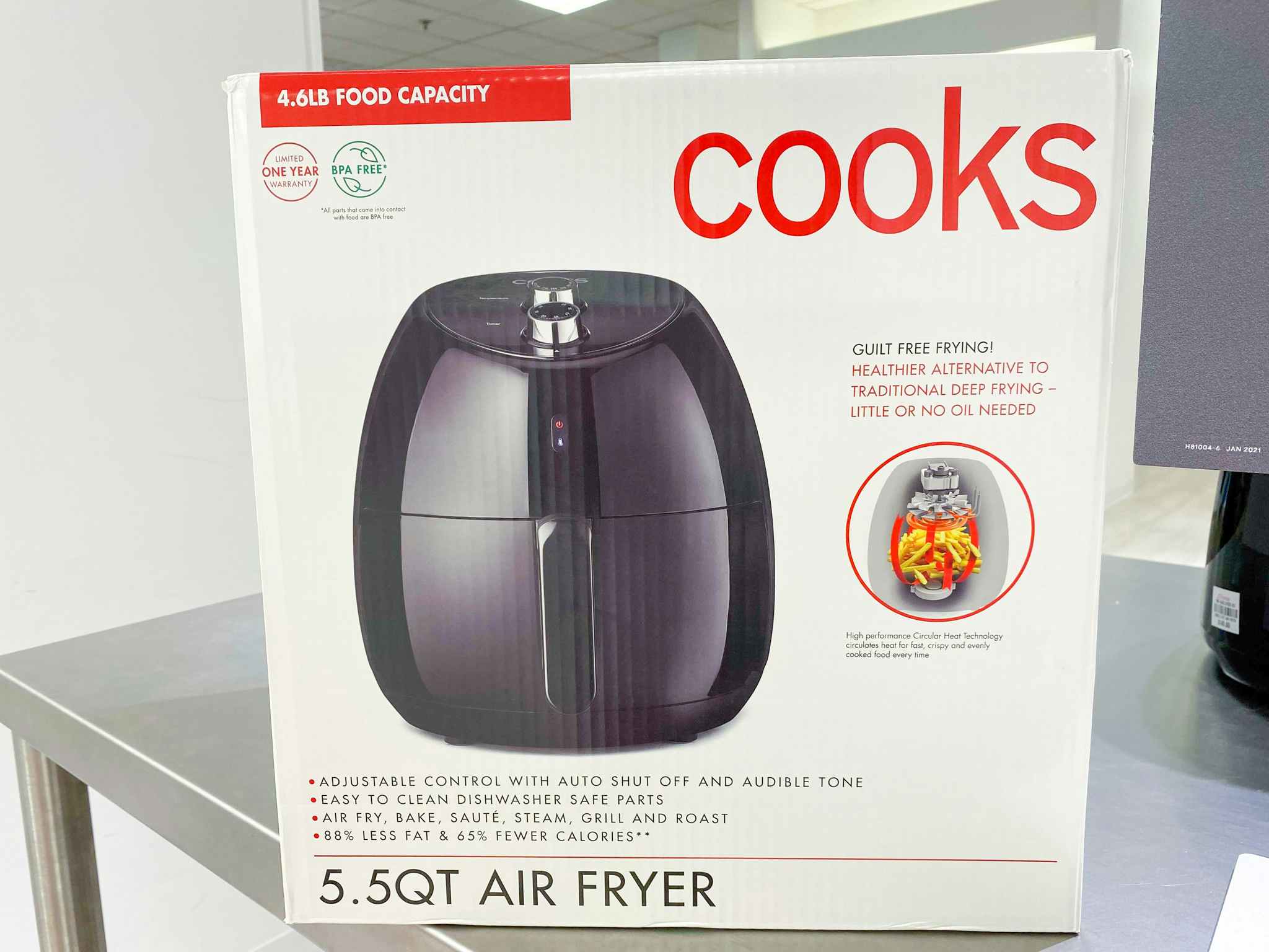cooks air fryer on shelf