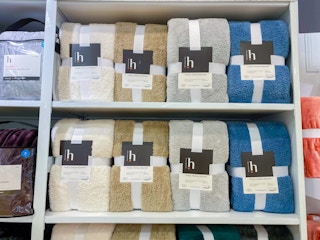 sherpa throw blankets on display