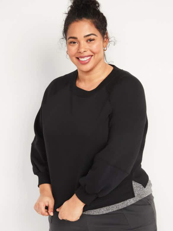 kohls French Terry Blouson-Sleeve Plus-Size Crop Sweatshirt stock image 2021