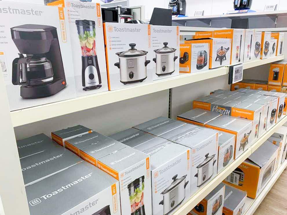 a display of toastmasters appliance on shelves in kohls