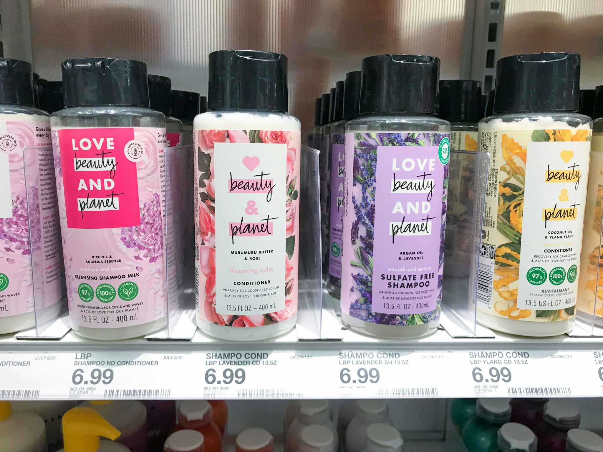 love beauty and planet shampoo on a target shelf