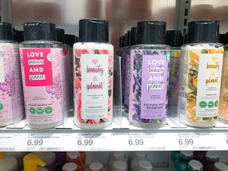 love beauty and planet shampoo on a target shelf