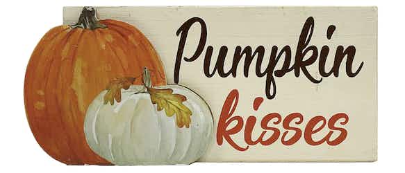 9" Pumpkin Kisses Wooden Tabletop Sign by Ashland