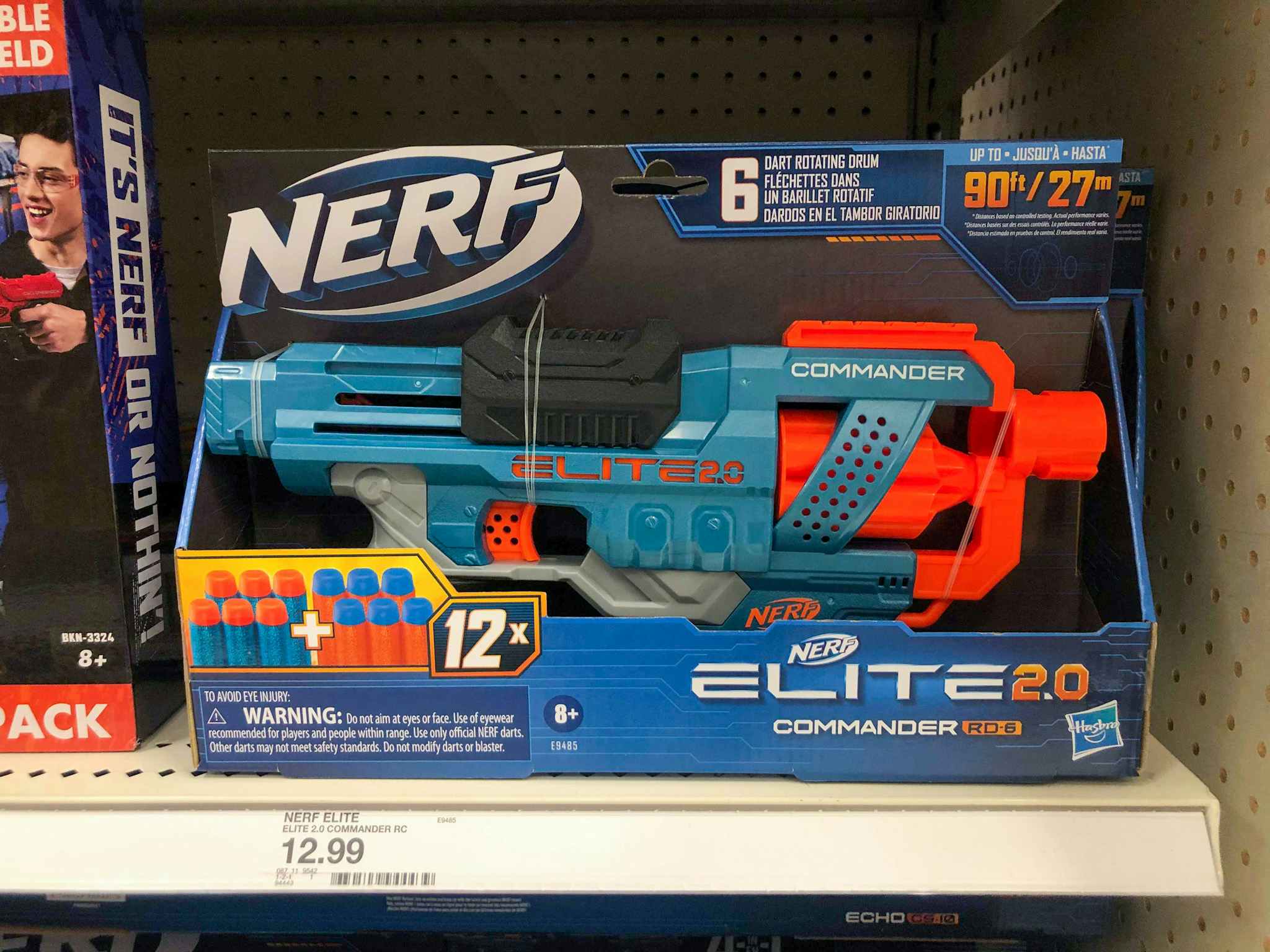 nerf elite commander on a target shelf