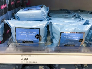 packages of neutrogena makeup wipes on store shelf