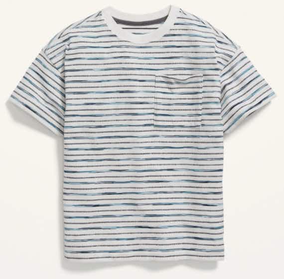 old navy Gender-Neutral Short-Sleeve Striped Loose-Fit Pocket T-Shirt For Kids stock image 2021