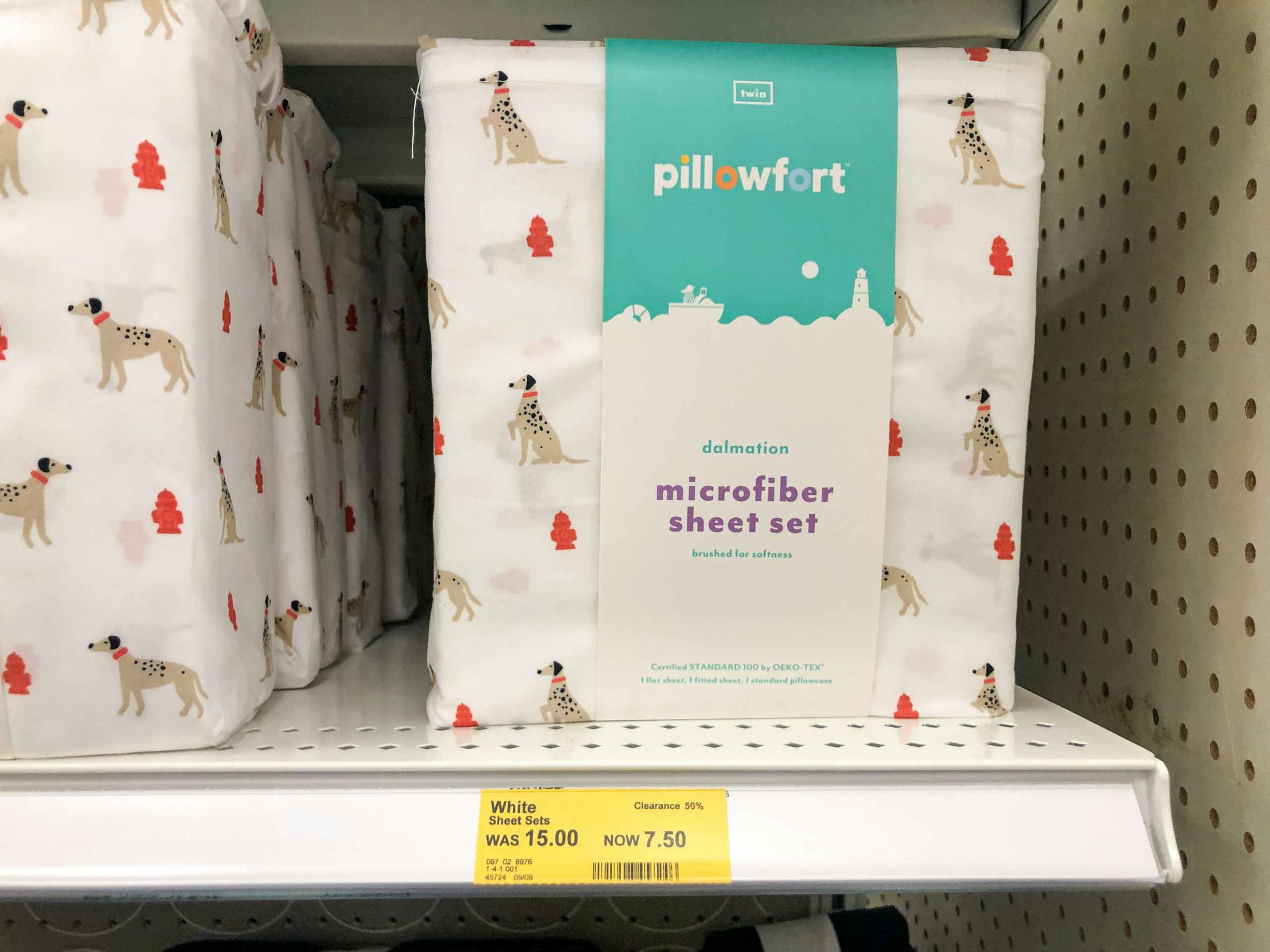 sheet set on clearance on Target store shelf