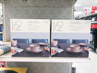 project 62 12-piece avesta dinnerware set on a target shelf