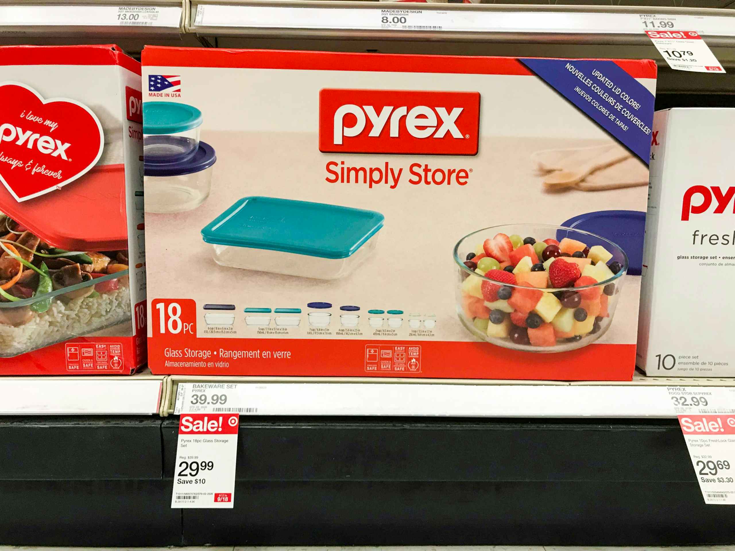 Pyrex set in box on sale on store shelf