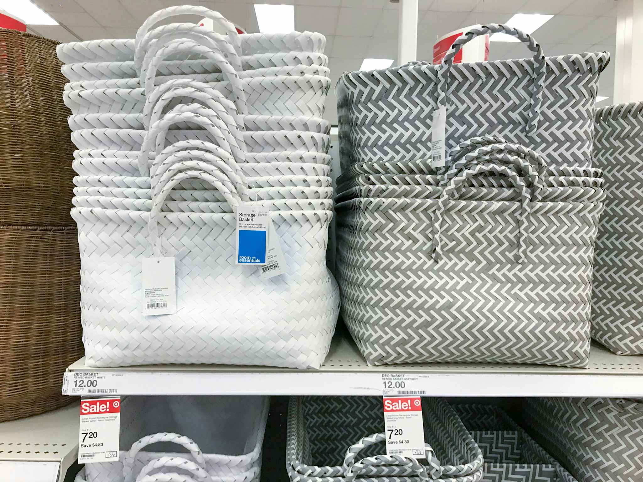 room essentials woven storage baskets on a target shelf