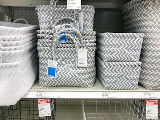 room essentials woven storage baskets on a target shelf