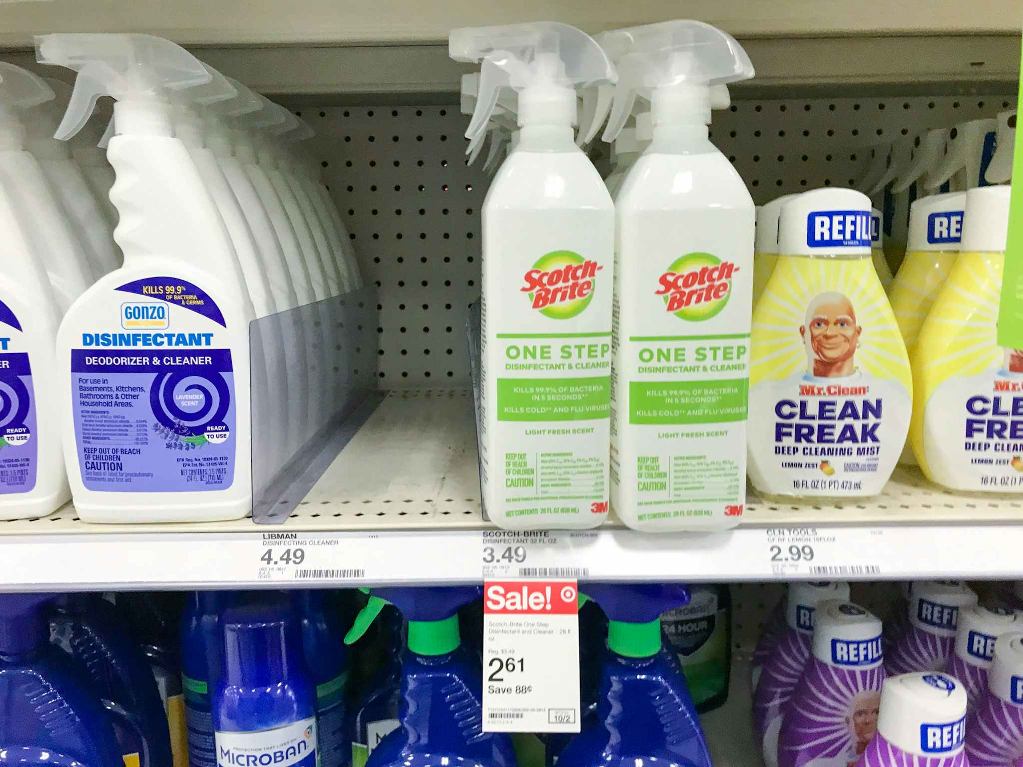 scotch-brite cleaner in a target cart