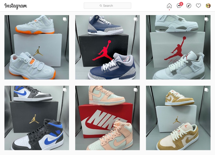 screenshot of sneaker reseller technically sneaking Instagram page