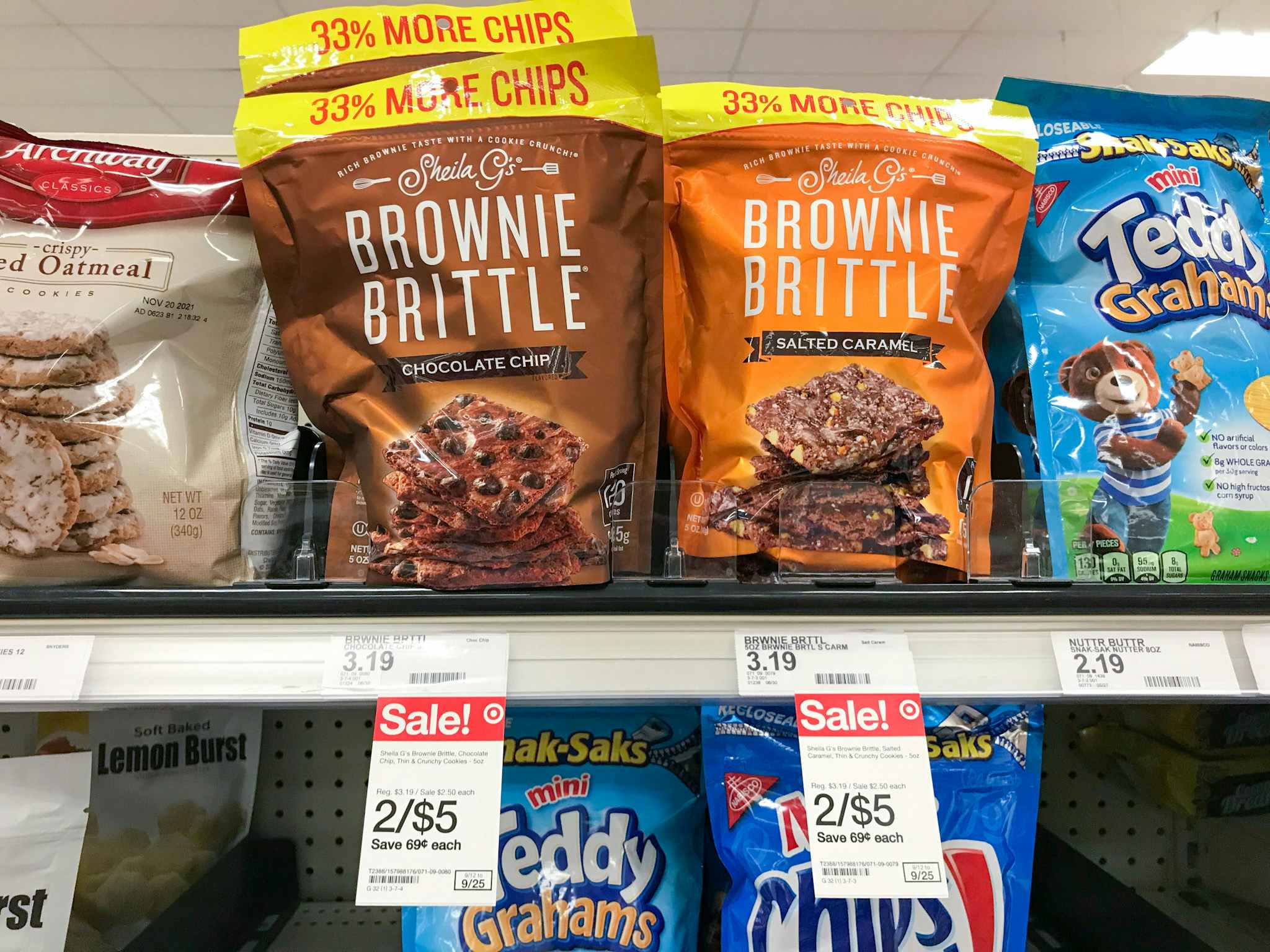 sheila g's brownie brittle on a target shelf