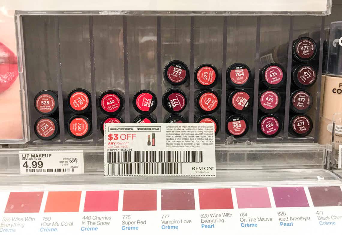 revlon lustrous lipsticks in target display