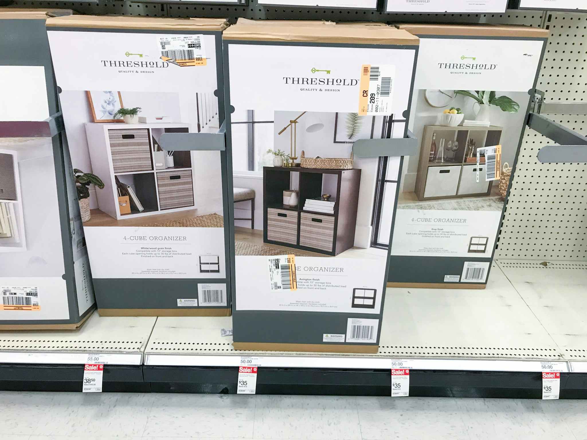 threshold 4-cube organizers on a target shelf