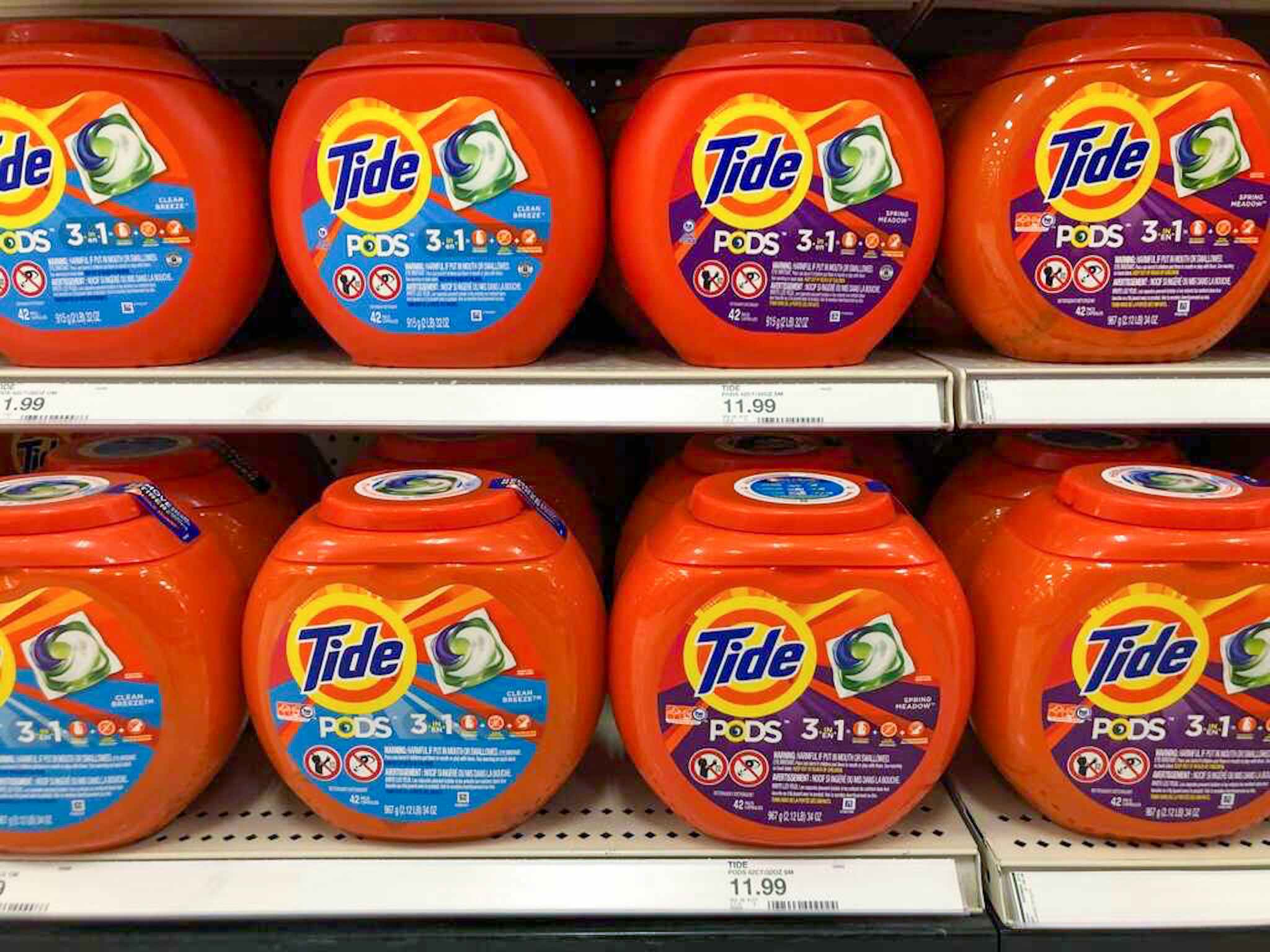 tide pods on a target shelf