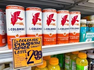 pumpkin spice latte draft at Trader Joe's