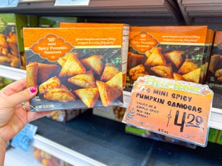 mini spicy pumpkin samosas at Trader Joe's