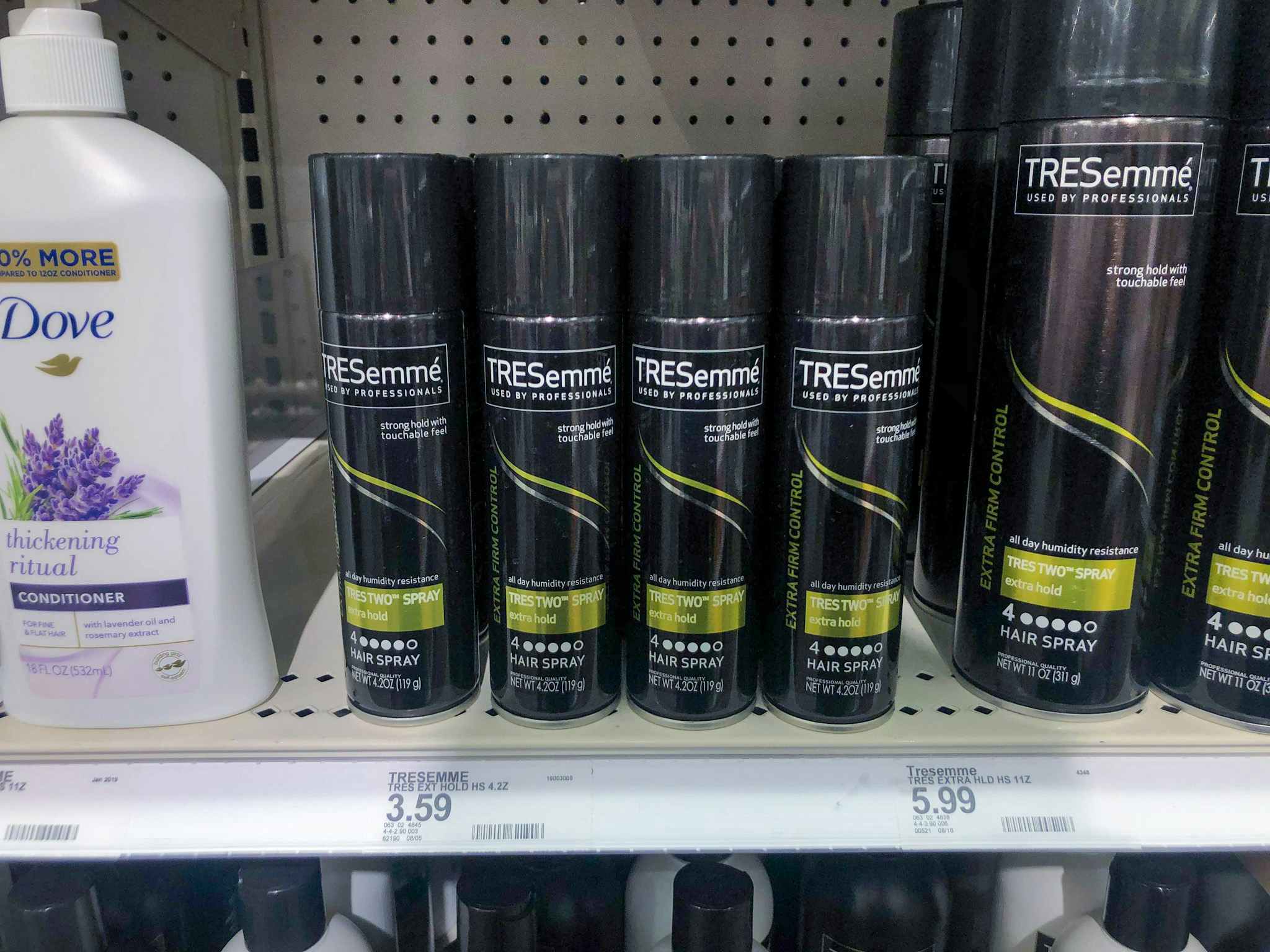 tresemme hairspray on a target shelf