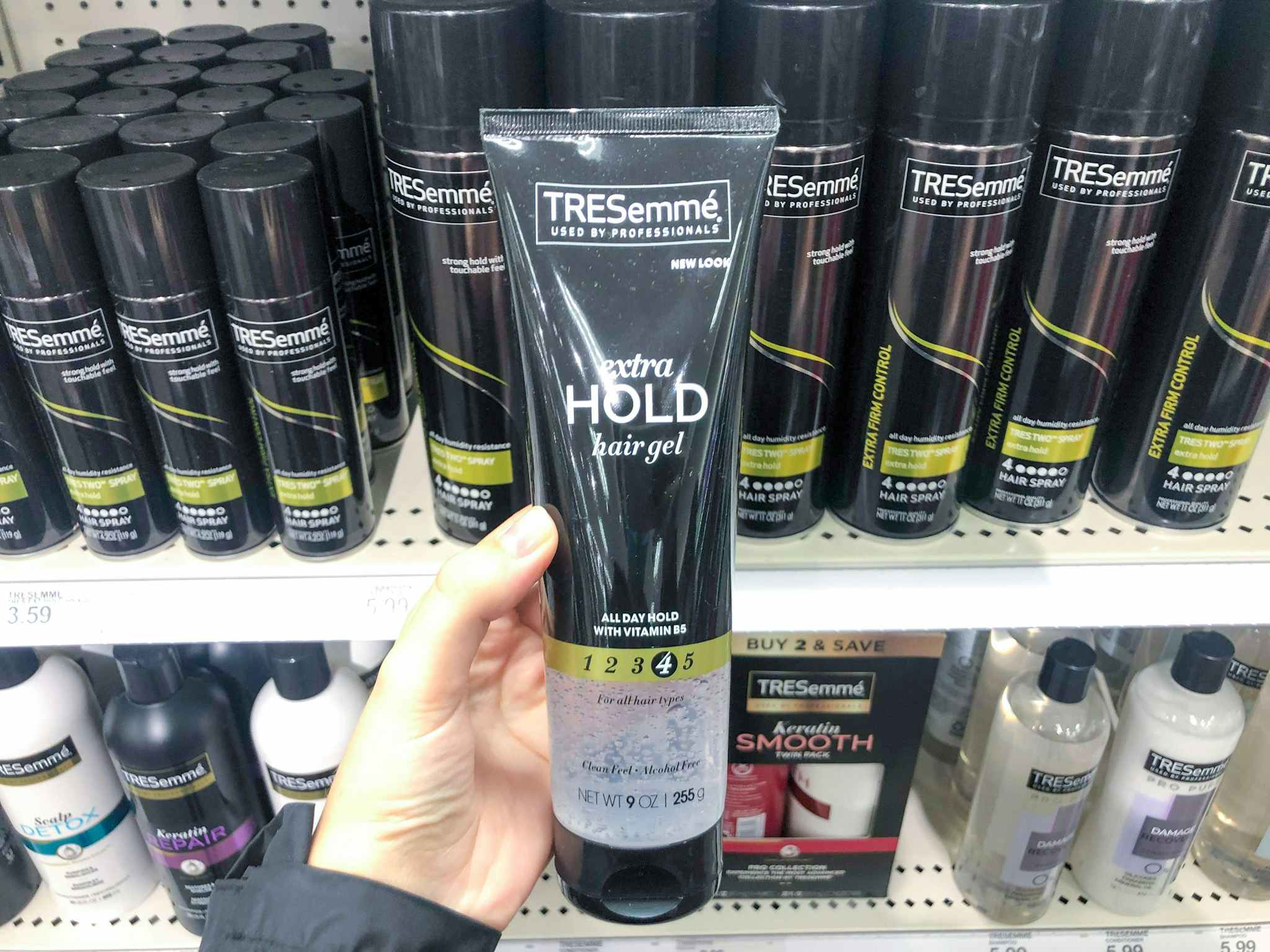 hand holding tresemme styling gel at target