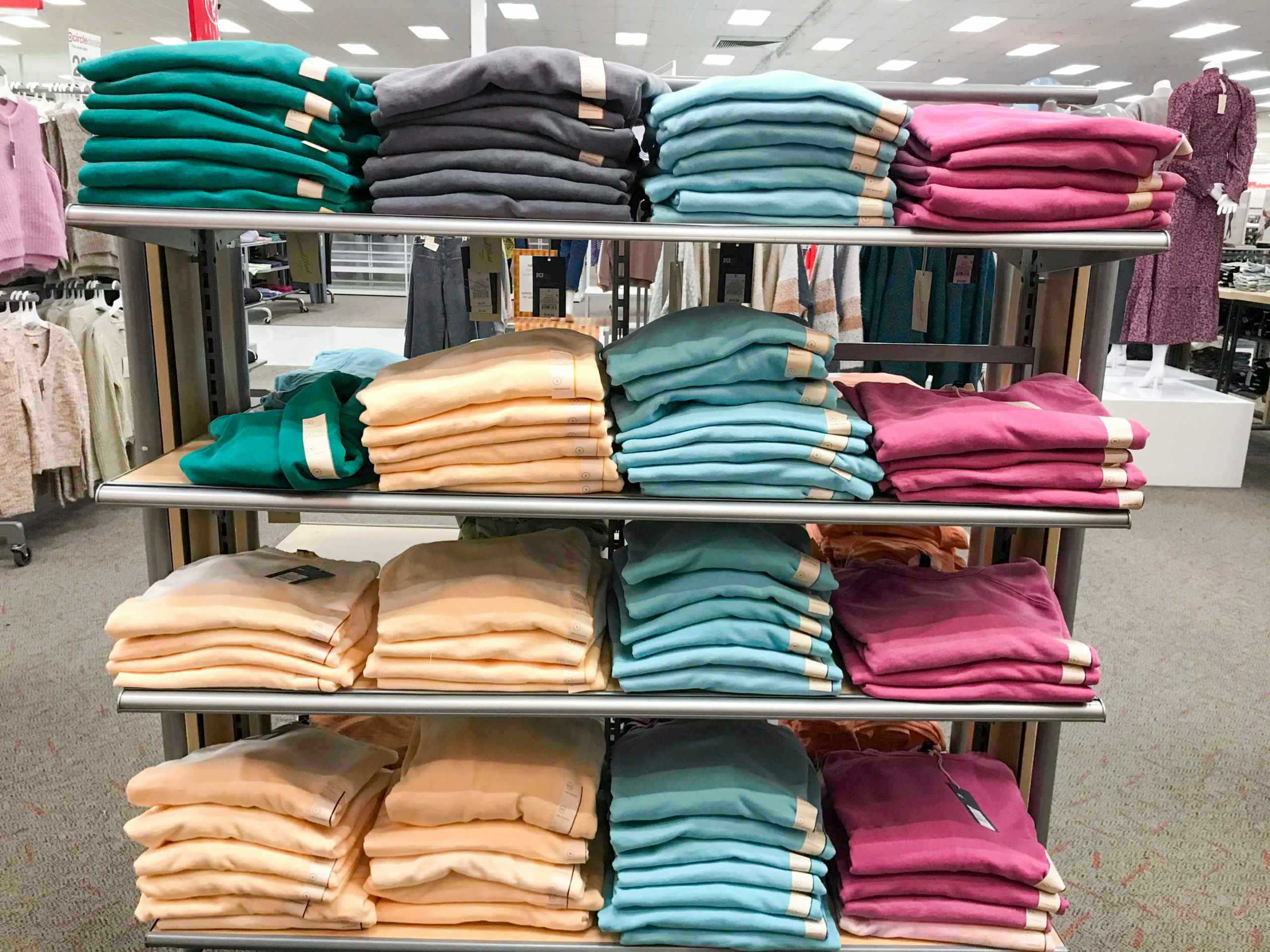 women's sweatshirt display at Target