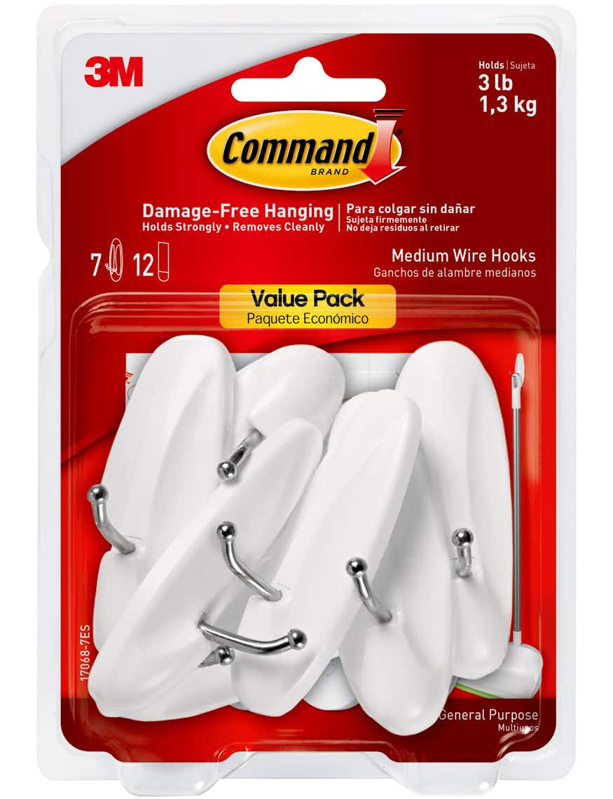 stock photo of command hooks in package on white background