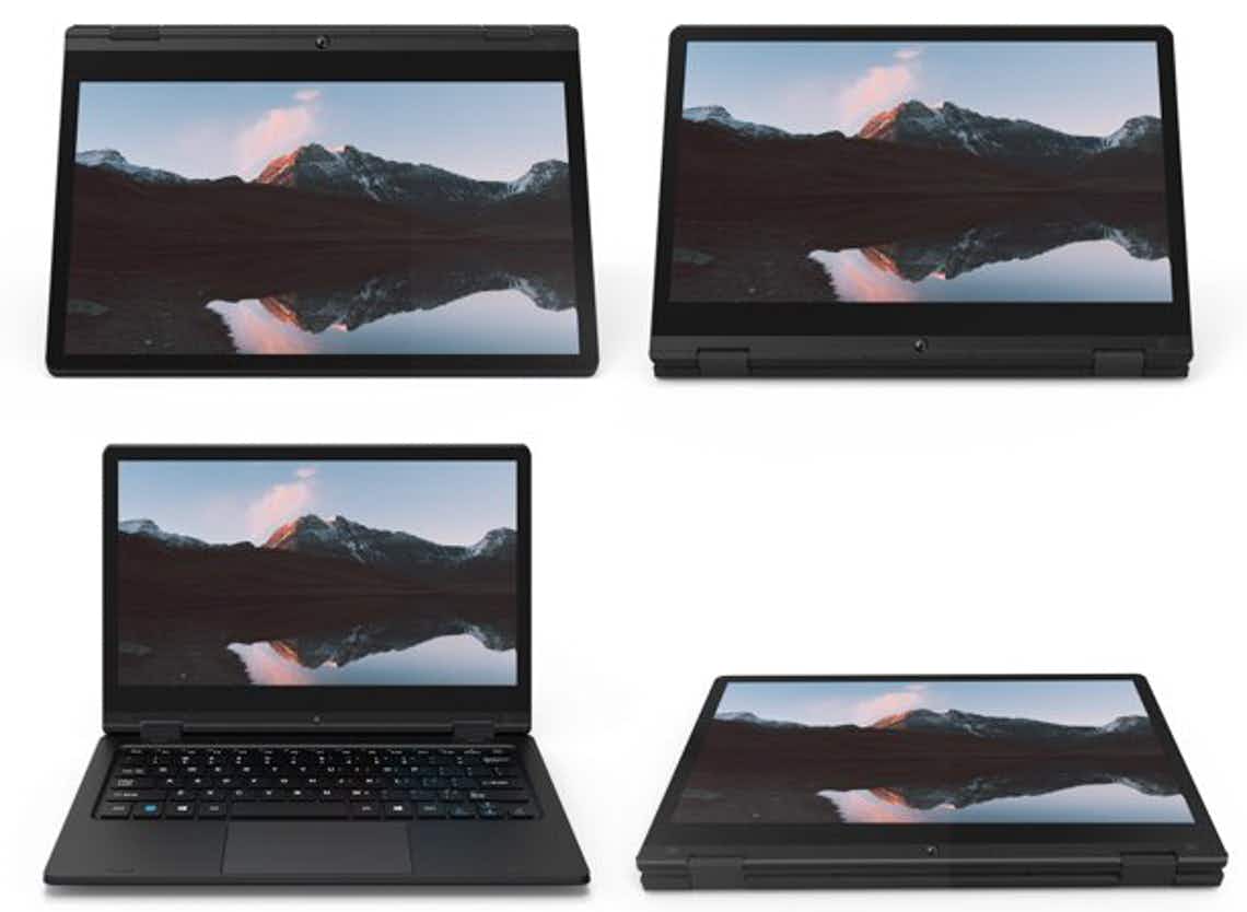 stock photo of core innovations laptop in four different positions
