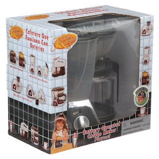 kiddie kitchen coffee maker toy on white background